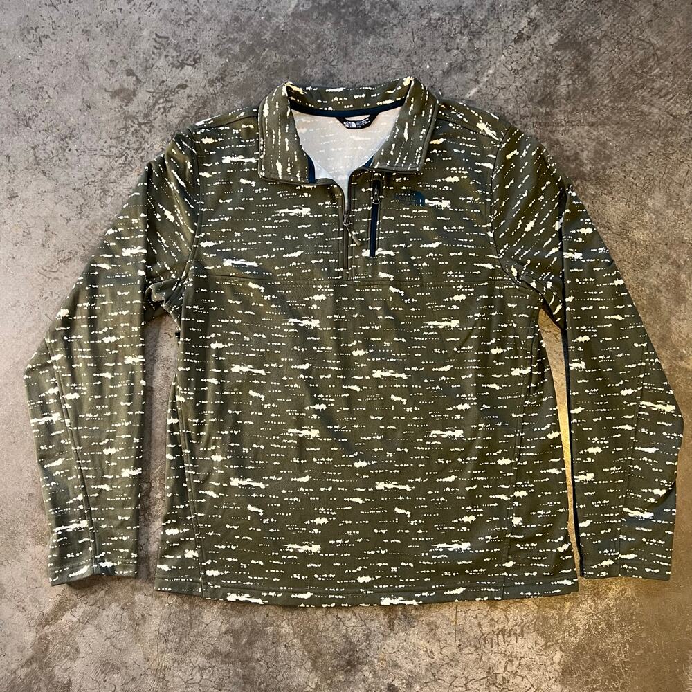 The North Face TKA Glacier Abstract Olive Fleece Pullover Size L Gorpcore